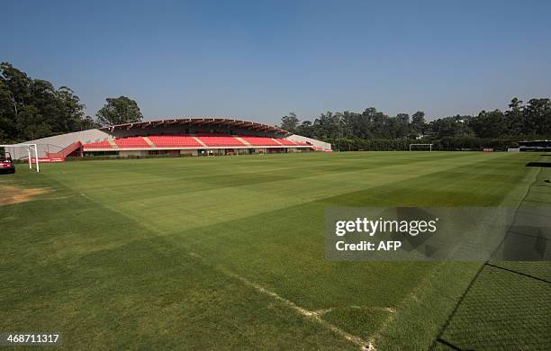 View of the football field at the Laudo Natel athletes formation and training centre of Sao Paulo FC in Cotia, some 34 km from Sao Paulo, which will...