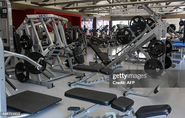 View of a gym at the Laudo Natel athletes formation and training centre of Sao Paulo FC in Cotia, some 34 km from Sao Paulo, which will host...