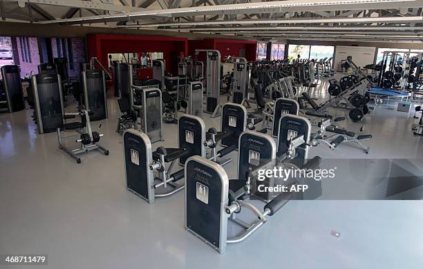 View of a gym at the Laudo Natel athletes formation and training centre of Sao Paulo FC in Cotia, some 34 km from Sao Paulo, which will host...