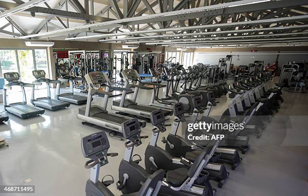 View of a gym at the Laudo Natel athletes formation and training centre of Sao Paulo FC in Cotia, some 34 km from Sao Paulo, which will host...
