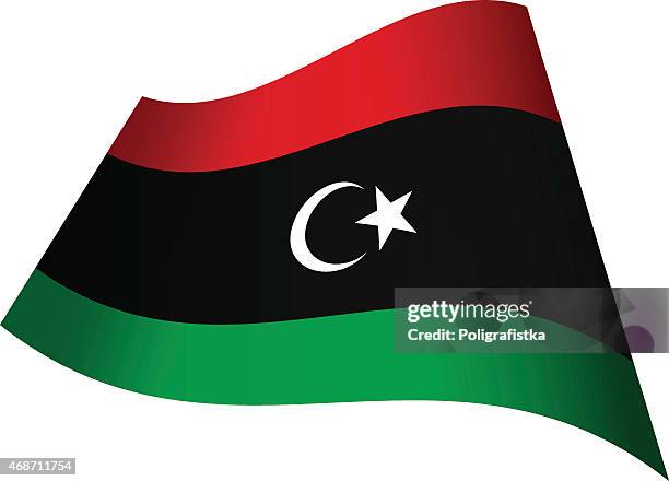 waving flag of libya - libya flag stock illustrations