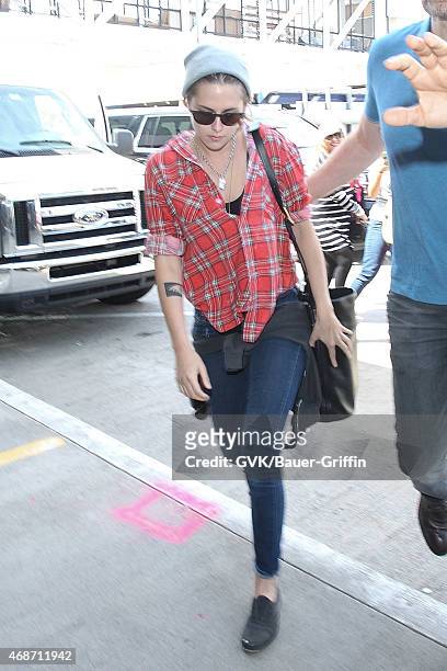 Kristen Stewart seen at LAX on April 05, 2015 in Los Angeles, California.