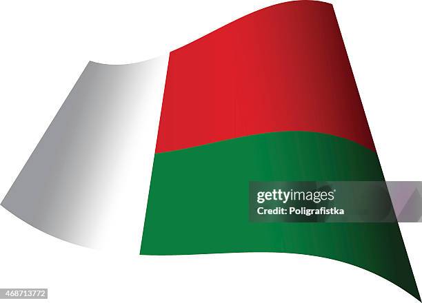 ilustraciones, imágenes clip art, dibujos animados e iconos de stock de agitando bandera de madagascar - madagáscar