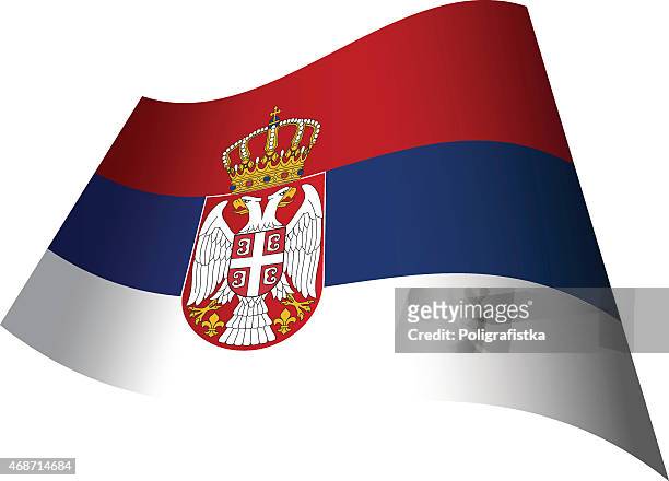 waving flag of serbia - serbian flag stock illustrations