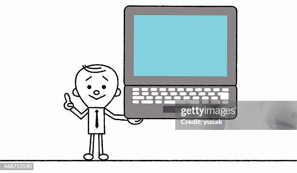 man with laptop - man typing on computer stock illustrations