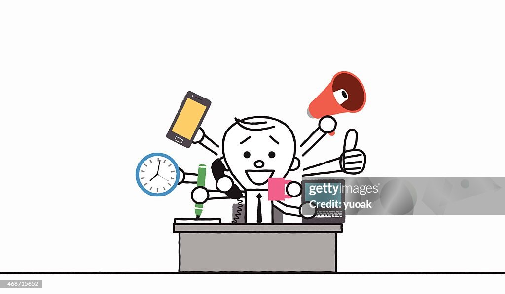 Small Multitasking Multitasking Businessman High-Res Vector Graphic - Getty Images