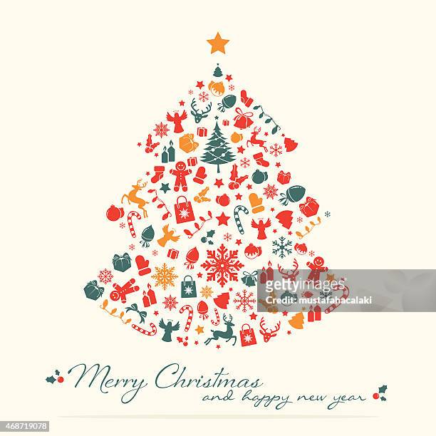 red green christmas tree with text - candy cane circle stock illustrations