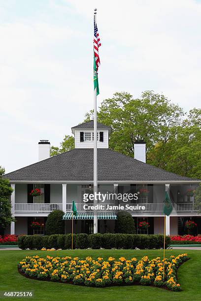 The clubhouse is seen during a practice round prior to the start of the 2015 Masters Tournament at Augusta National Golf Club on April 6, 2015 in...