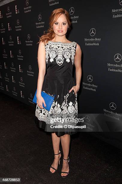 Debby Ryan is seen during Mercedes-Benz Fashion Week Fall 2014 at Lincoln Center for the Performing Arts on February 11, 2014 in New York City.