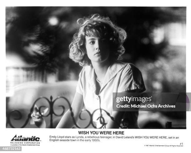 Actress Emily Lloyd on set of the movie "Wish You Were Here" , circa 1987.