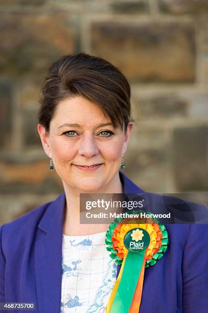 Plaid Cymru leader Leanne Wood campaigns in Ton Pentre on April 6, 2015 in Rhondda, Wales. Britain goes to the polls in a general election on May 7.