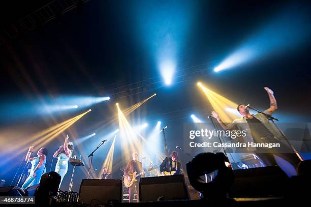 Paul Kelly Presents The Merri Soul Sessions live for fans at the 2015 Byron Bay Bluesfest on April 6, 2015 in Byron Bay, Australia.