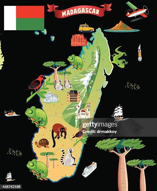 illustrations, cliparts, dessins animés et icônes de carte de dessin animé de madagascar - antsiranana