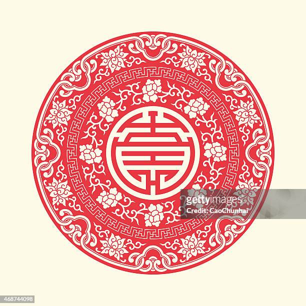 stockillustraties, clipart, cartoons en iconen met china traditional auspicious symbols and circle frames - chinese new year