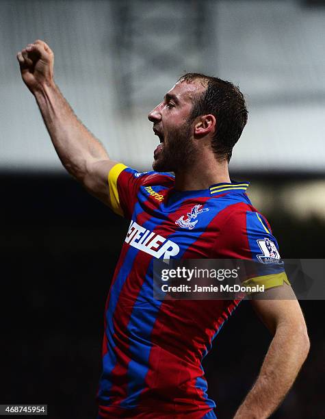 Glenn Murray of Crystal Palace celebrates scoring the opening goal during the Barclays Premier League match between Crystal Palace and Manchester...