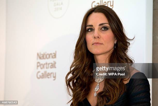 Catherine, Duchess of Cambridge attends The Portrait Gala 2014: Collecting To Inspire at National Portrait Gallery on February 11, 2014 in London,...