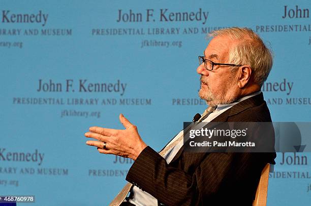Former U.S. Representative Barney Frank talks about his new memoir "FRANK" at The John F. Kennedy Presidential Library And Museum on April 6, 2015 in...