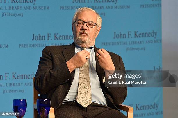 Former U.S. Representative Barney Frank talks about his new memoir "FRANK" at The John F. Kennedy Presidential Library And Museum on April 6, 2015 in...