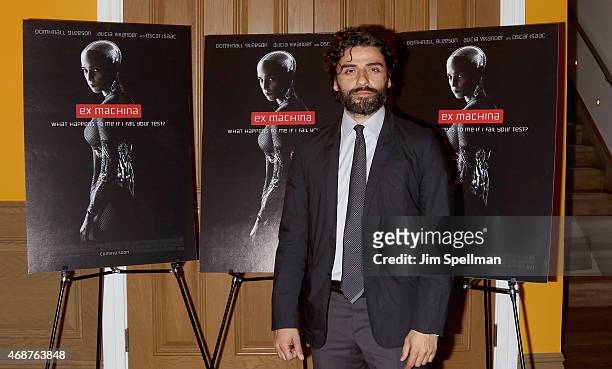 Actor Oscar Isaac attends the "Ex Machina" New York premiere at the Crosby Street Hotel on April 6, 2015 in New York City.