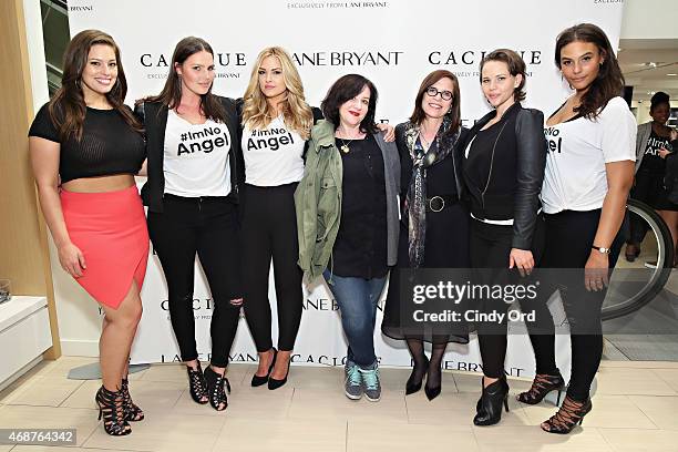 Model Ashley Graham, model Candice Huffine, model Justine LeGault , designer Sophie Theallet, Lane Bryant CEO Linda Heasley, model Elly Mayday and...