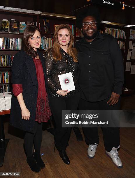 Alexis Bledel, Amber Tamblyn and Questlove attend Amber Tamblyn "Dark Sparkler" Book Release Party at Housing Works Bookstore Cafe on April 6, 2015...