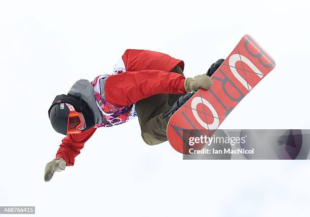 David Habluetzel of Switzerland competes in the Snowboard Men's Halfpipe on day four of the Sochi 2014 Winter Olympics at Rosa Khutor Extreme Park on...