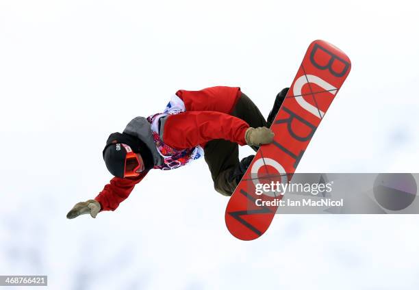 David Habluetzel of Switzerland competes in the Snowboard Men's Halfpipe on day four of the Sochi 2014 Winter Olympics at Rosa Khutor Extreme Park on...