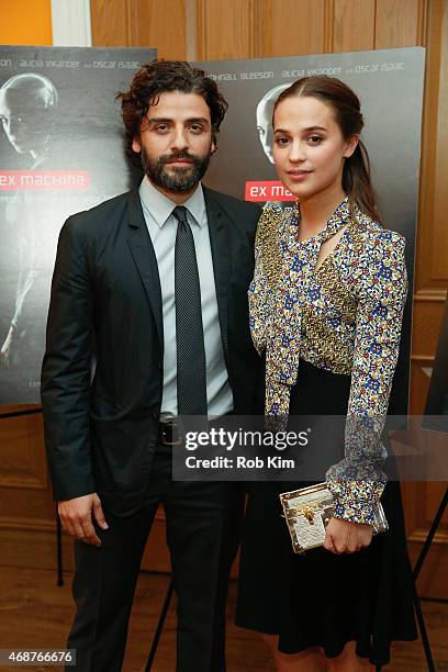 Oscar Isaac and Alicia Vikander attend "Ex Machina" New York Premiere at Crosby Street Hotel on April 6, 2015 in New York City.