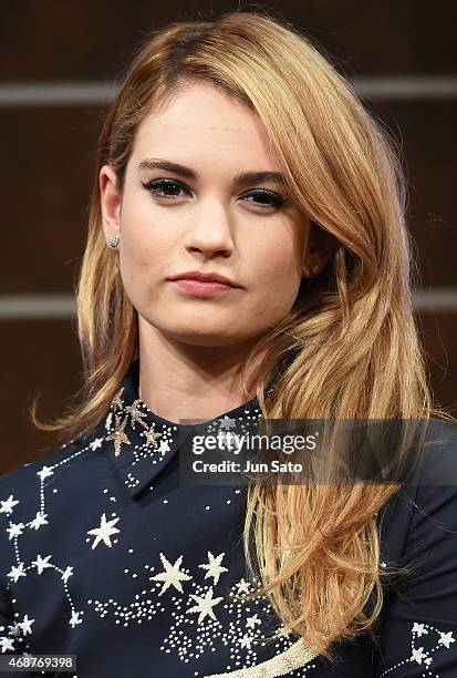 Actress Lily James attends the press conference for "Cinderella" at The Ritz Carlton Tokyo on April 7, 2015 in Tokyo, Japan.