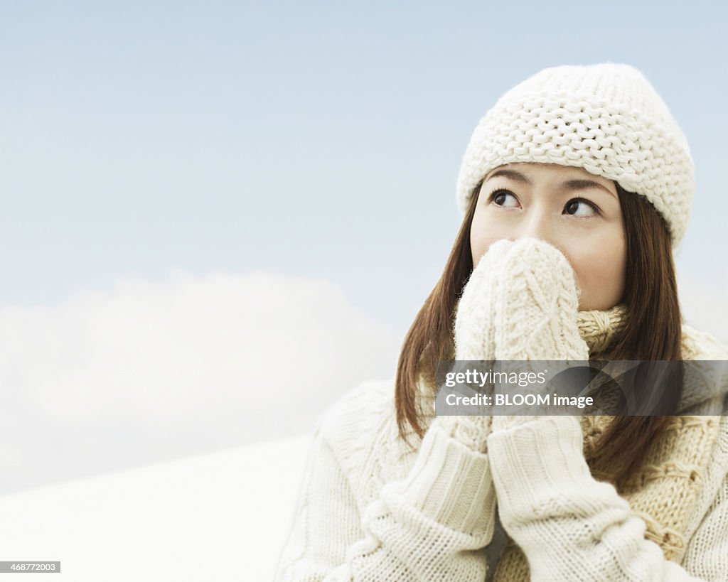 Shivered Woman In Winter