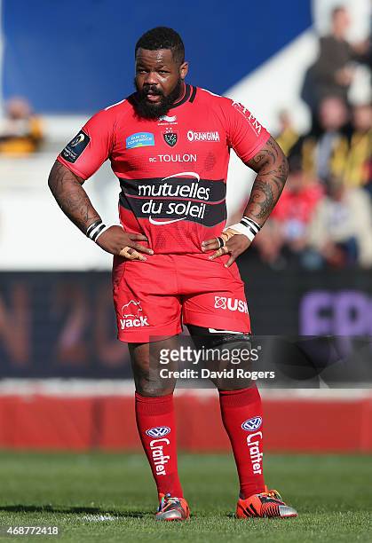 Mathieu Bastareaud of Toulon looks on during the European Rugby Champions Cup quarter final match between RC Toulon and Wasps at the Felix Mayol...