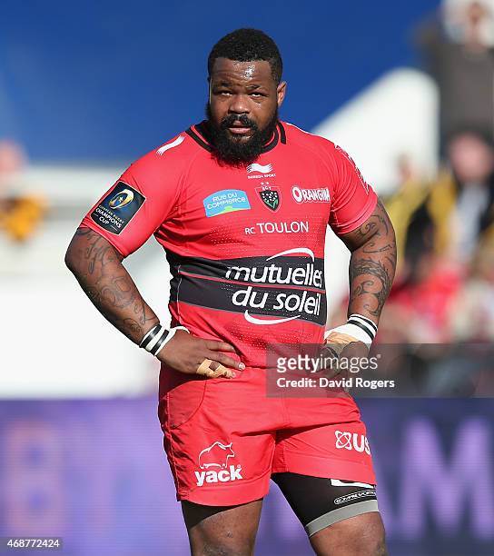 Mathieu Bastareaud of Toulon looks on during the European Rugby Champions Cup quarter final match between RC Toulon and Wasps at the Felix Mayol...