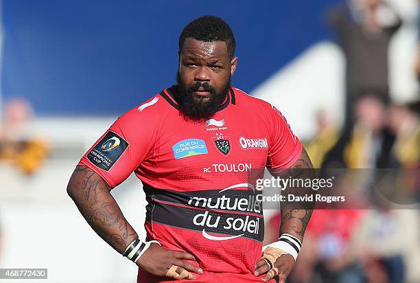 Mathieu Bastareaud of Toulon looks on during the European Rugby Champions Cup quarter final match between RC Toulon and Wasps at the Felix Mayol...