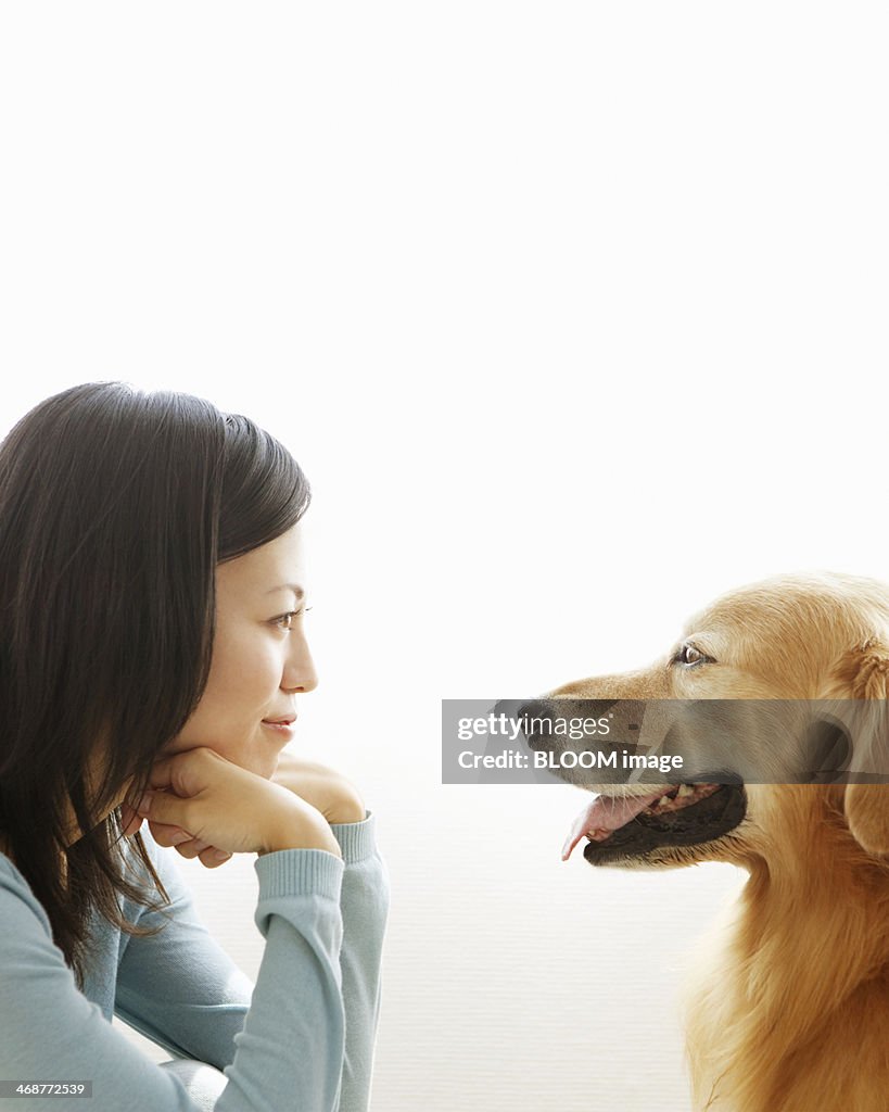 Woman Looking At Her Dog