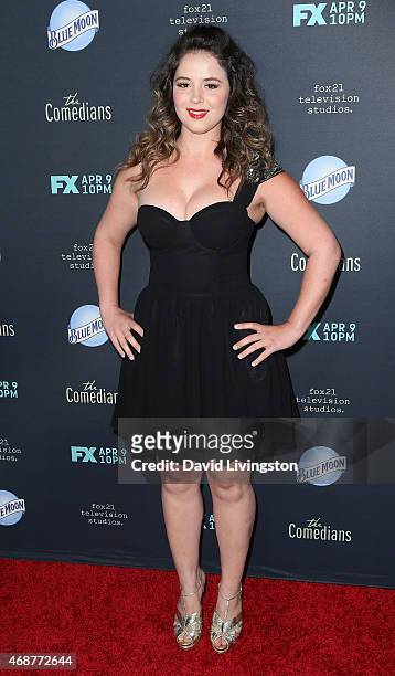 Actress Kether Donohue attends the premiere of FX's "The Comedians" at The Broad Stage on April 6, 2015 in Santa Monica, California.