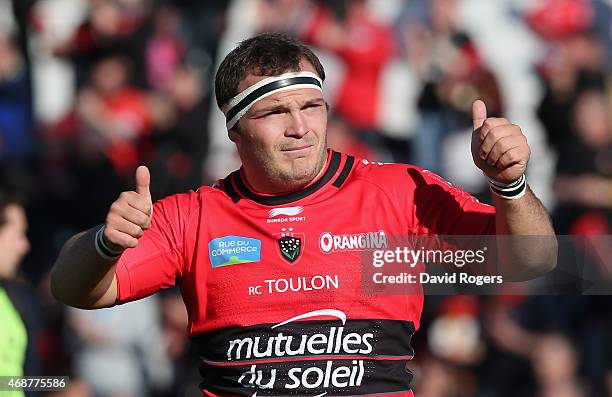 Jean-Charles Orioli of Toulon looks on during the European Rugby Champions Cup quarter final match between RC Toulon and Wasps at the Felix Mayol...