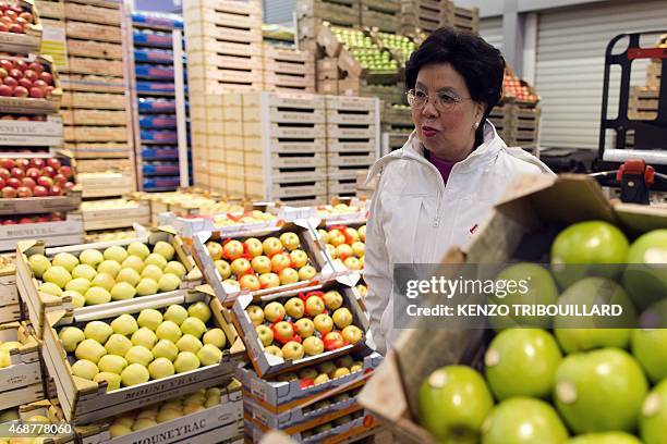 World Health Organisation chief Margaret Chan visits the Rungis international market in Rungis, outside Paris, on April 7, 2015 to mark the World...