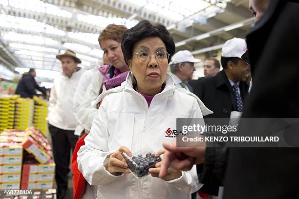 World Health Organisation chief Margaret Chan visits the Rungis international market in Rungis, outside Paris, on April 7, 2015 to mark the World...