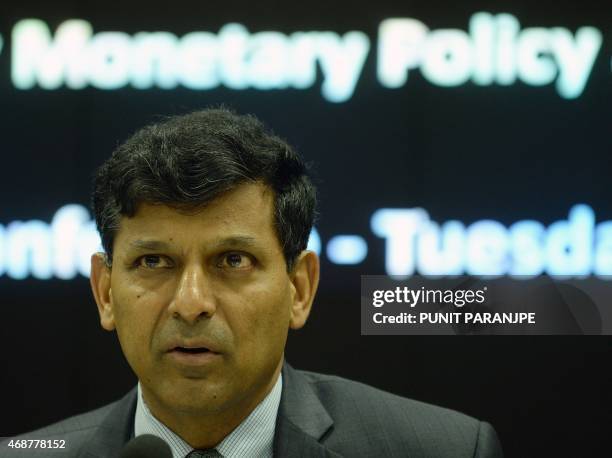 Reserve Bank of India governor Raghuram Rajan attends a news conference after the announcement of the first bi-monthly monetary policy for year...