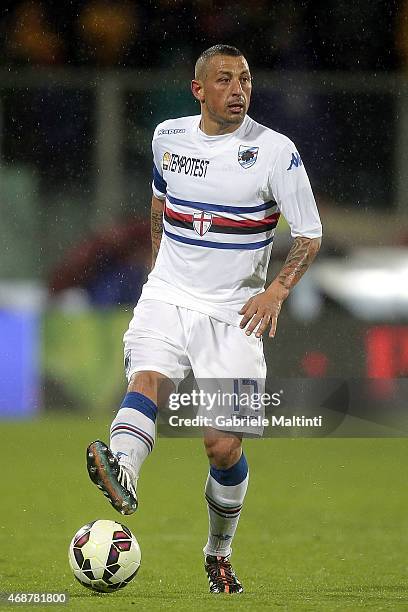 Angelo Palombo of UC Sampdoria in action during the Serie A match between ACF Fiorentina and UC Sampdoria at Stadio Artemio Franchi on April 4, 2015...