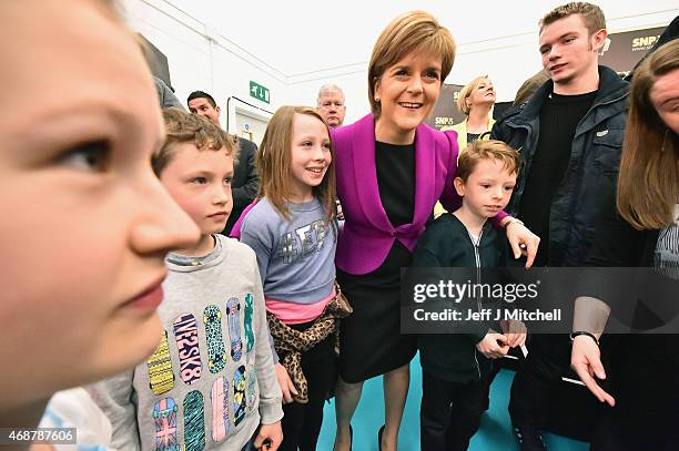 Scotland's First Minister Nicola Sturgeon meets young activists following her speech setting out the SNP's plans to reduce child poverty at...