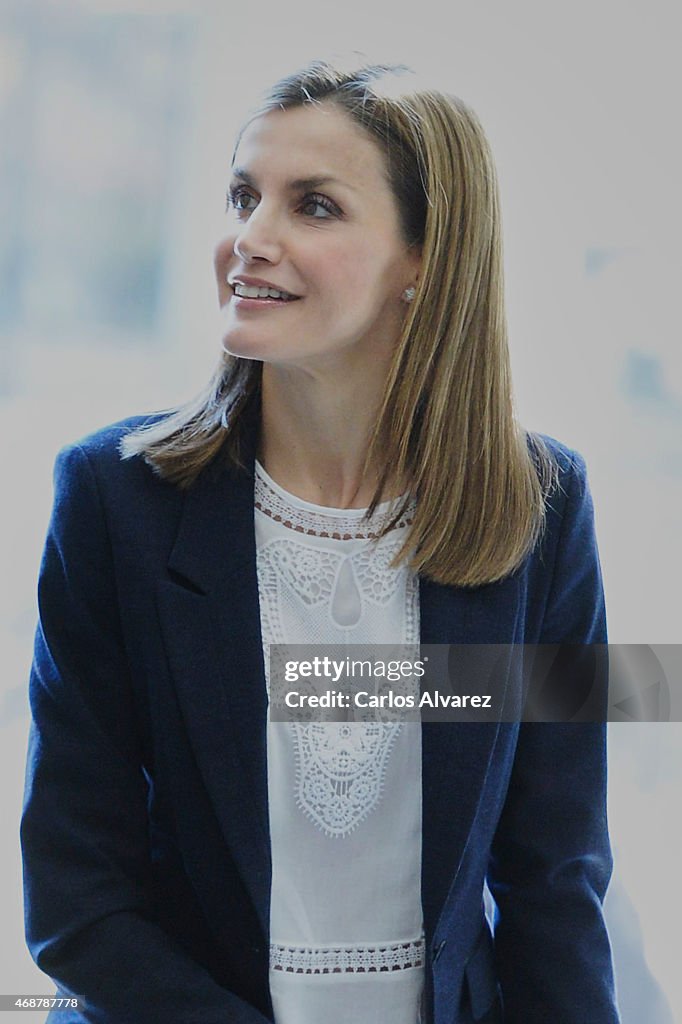 Queen Letizia Attends A Meeting With The Spanish Red Cross in Madrid