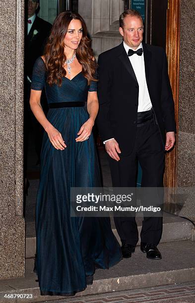 Catherine, Duchess of Cambridge, accompanied be her Police Protection Officer, leaves after attending The Portrait Gala 2014: Collecting to Inspire...