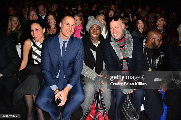 Cristen Barker, Nigel Barker, Miss J. Alexander, and Robert Verdi attend the Pamella Roland Show during Mercedes-Benz Fashion Week Fall 2014 at The...