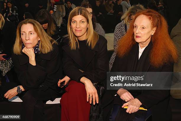Fashion director at Vogue Tonne Goodman, fashion editor Virginia Smith, and Grace Coddington attend the Marc By Marc Jacobs fashion show during...