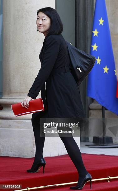 Fleur Pellerin, French Culture Minister arrives at the Elysee Palace prior a meeting with French President Francois Hollande and Tunisian President...