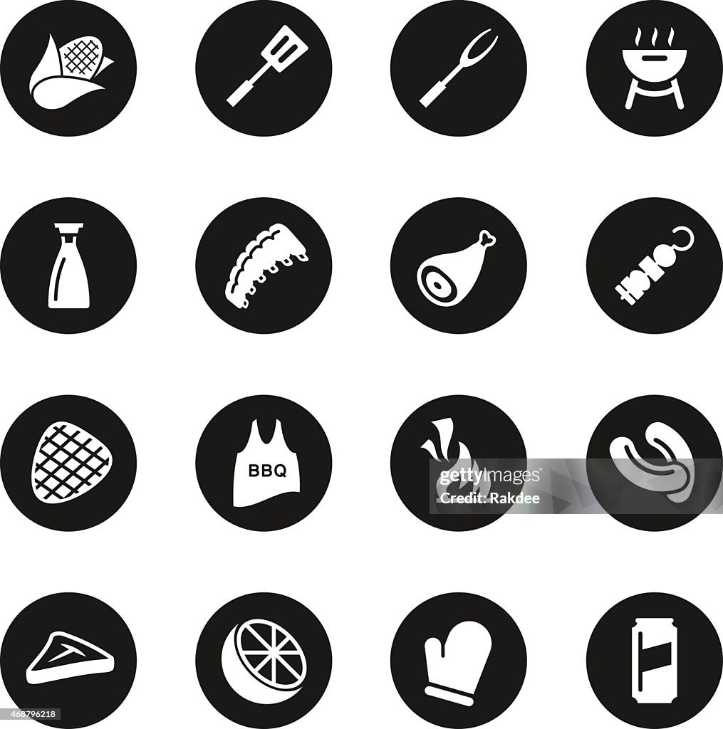 Barbecue Icons - Black Circle Series