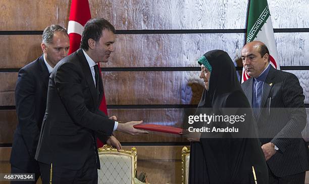 Turkey's Minister of Tourism and Culture Omer Celik and Vice President of Iran and head of Environmental Protection Organization Masoumeh Ebtekar...