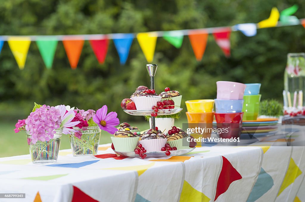 Table in garden on a birthday party