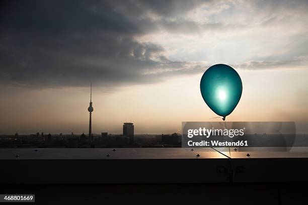 germany, berlin, view over city from rooftop terrace - balustrade stock pictures, royalty-free photos & images